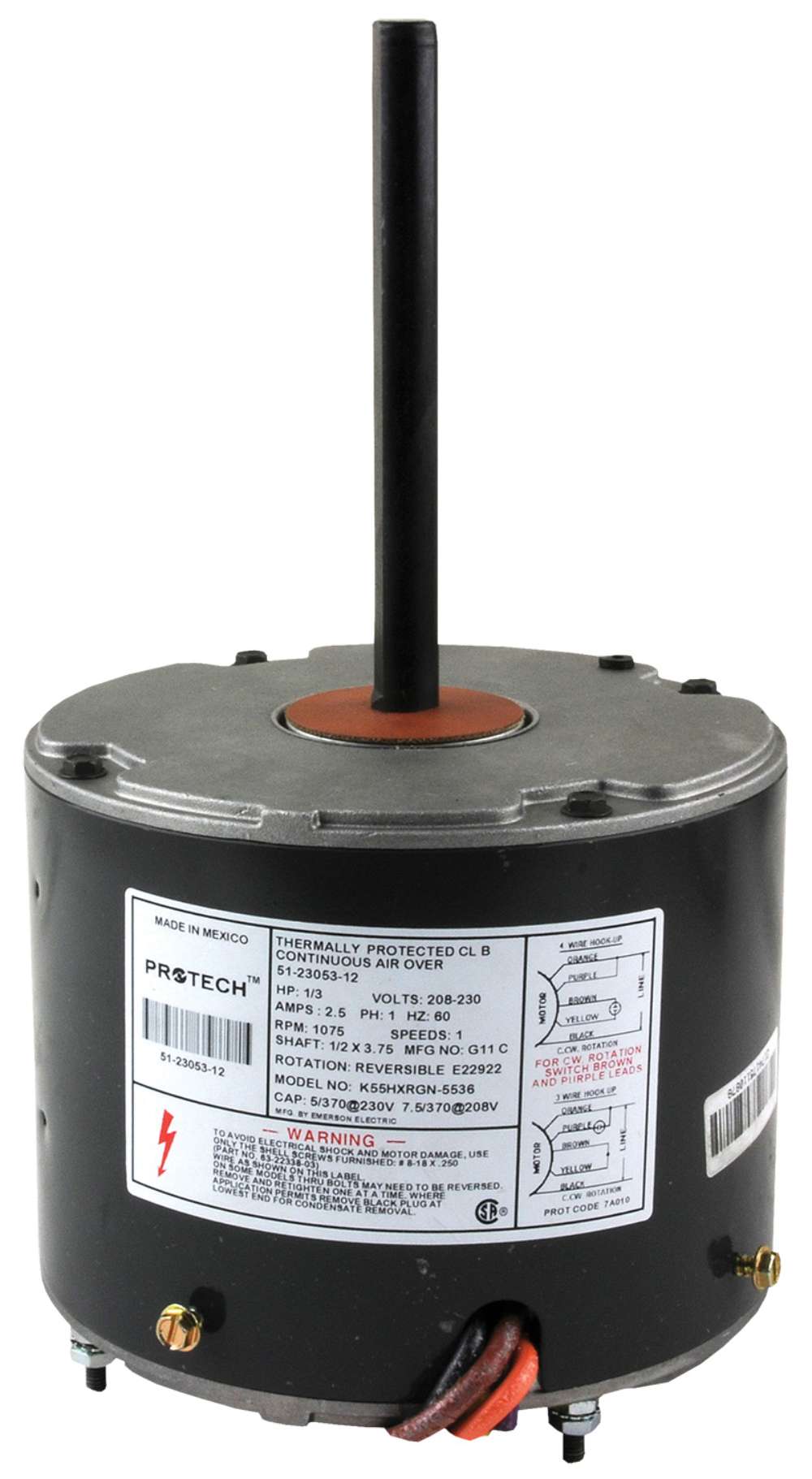 RuudParts.net: Ruud 51-23053-12 Condenser Motor 1/3 HP ProTech 208-230 ...